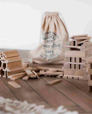 Wooden Story puidust arhitektuursed klotsid kotis – naturaalne, 200 tk