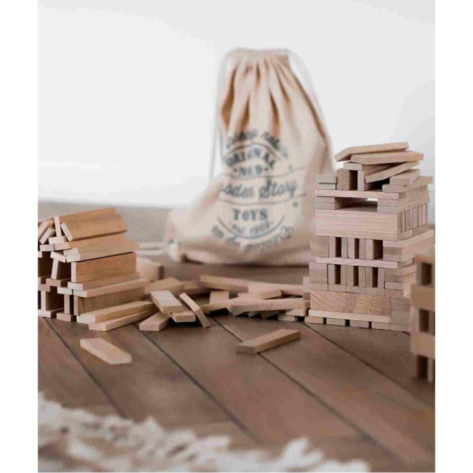 Wooden Story puidust arhitektuursed klotsid kotis – naturaalne, 200 tk
