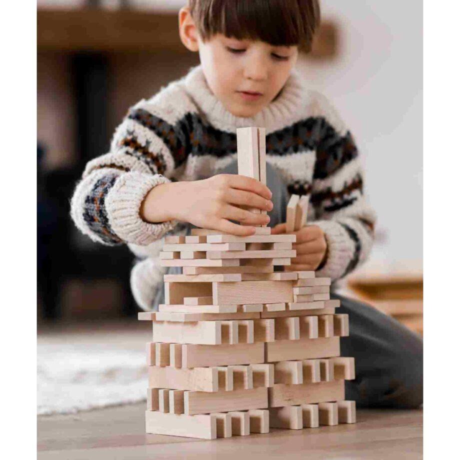 Wooden Story puidust arhitektuursed klotsid kotis – naturaalne, 200 tk