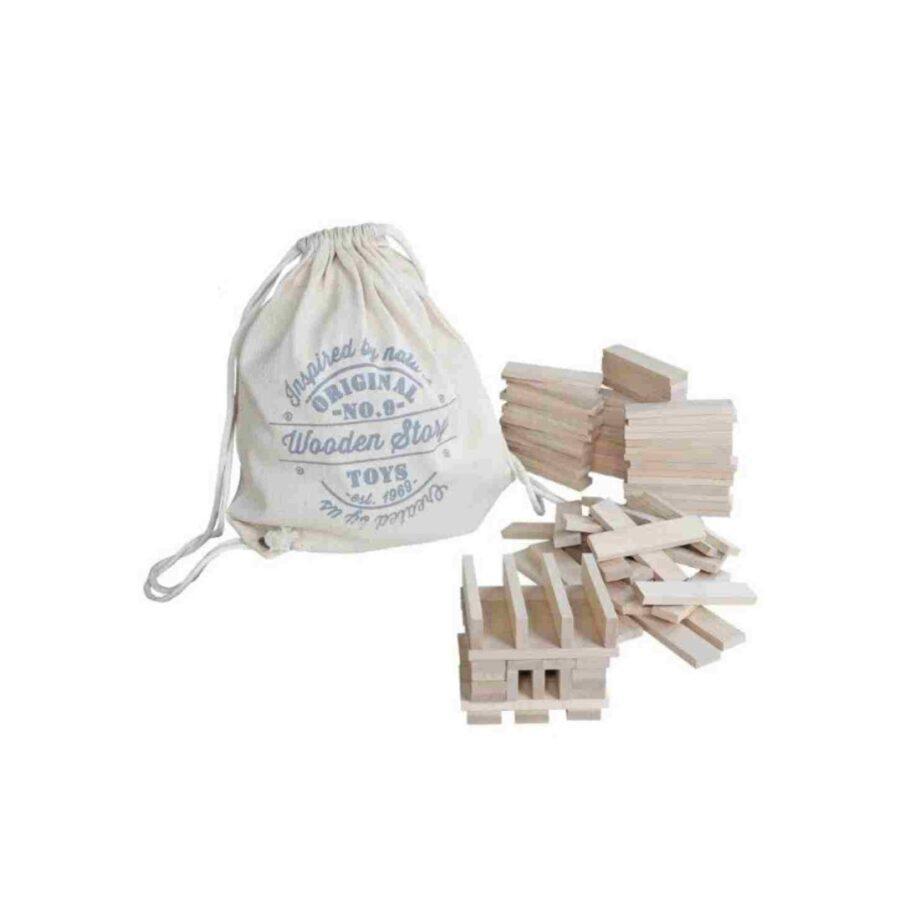 Wooden Story puidust arhitektuursed klotsid kotis – naturaalne, 200 tk
