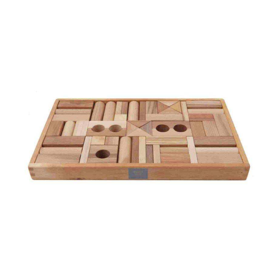 Wooden Story Puidust klotsid karbis – naturaalsed, 54 tk