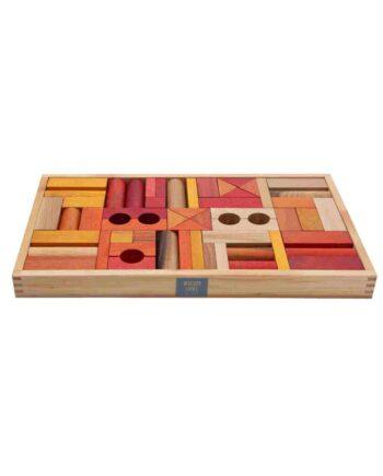 Wooden Story puidust klotsid karbis – soojad toonid, 54 tk