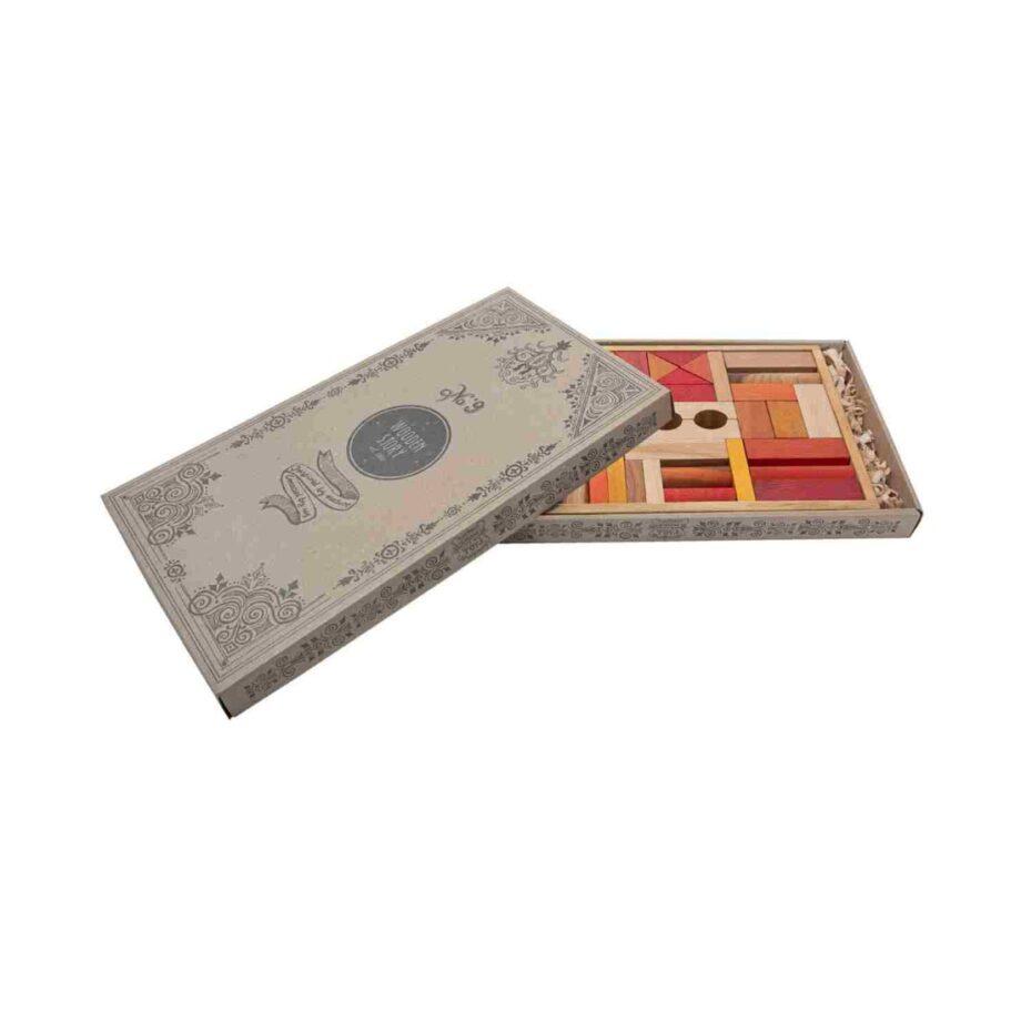 Wooden Story puidust klotsid karbis – soojad toonid, 54 tk