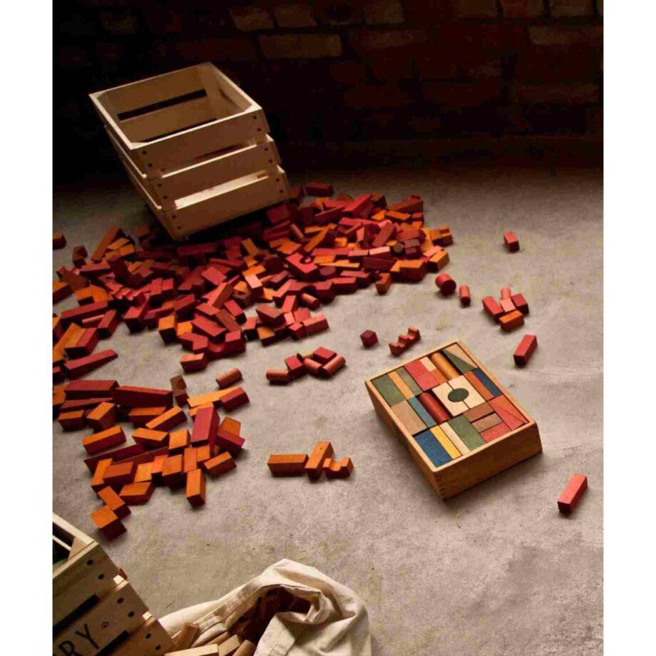 Wooden Story puidust klotsid karbis – soojad toonid, 54 tk