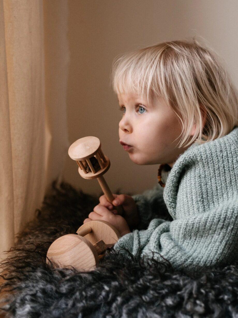Wooden Story puidust kõristi Lelek – muusikaline beebimänguasi looduslikust puidust