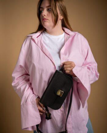 Nahast sadulakott Mini - must